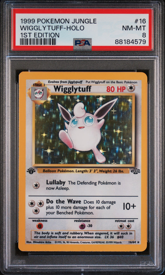 1999 Pokemon Jungle #16 Wigglytuff-Holo 1st Edition PSA 8
