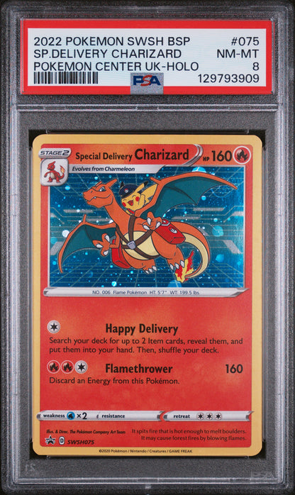 2022 Pokemon Swsh Black Star Promo #075 Sp.Delivery Charizard PSA 8